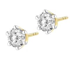 Kolczyki z żółtego złota z brylantami - 0,85 ct - próba 585