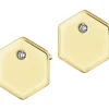 Kolczyki z żółtego złota z brylantami - 0,01 ct - próba 375