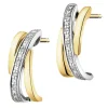 Kolczyki z żółtego złota z brylantami - 0,04 ct - próba 375