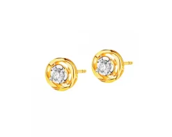 Kolczyki z żółtego złota z brylantami - 0,17 ct - próba 585