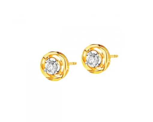 Kolczyki z żółtego złota z brylantami - 0,17 ct - próba 585