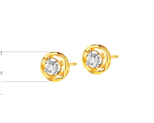 Kolczyki z żółtego złota z brylantami - 0,17 ct - próba 585