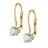 Kolczyki z żółtego złota z brylantami - SI2/G - 0,89 ct - próba 585