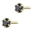 Kolczyki z żółtego złota z czarnymi brylantami - 0,16 ct - próba 375