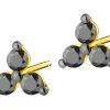 Kolczyki z żółtego złota z czarnymi brylantami - 0,18 ct - próba 375