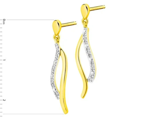 Kolczyki z żółtego złota z diamentami - 0,02 ct - próba 375