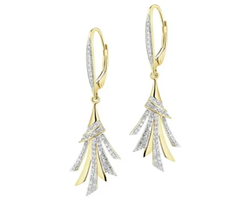Kolczyki z żółtego złota z diamentami - 0,31 ct - próba 585
