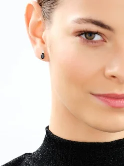 Kolczyki z żółtego złota z diamentami i szafirami syntetycznymi - próba 375