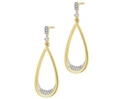 Kolczyki z żółtego złota z diamentami - 0,08 ct - próba 585