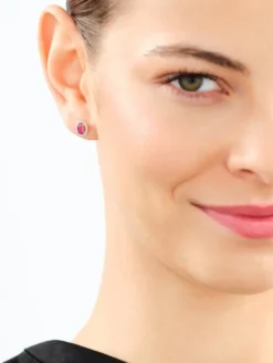 Kolczyki z żółtego złota z diamentami i rubinami - próba 585