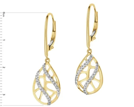 Kolczyki z żółtego złota z diamentami - 0,15 ct - próba 585