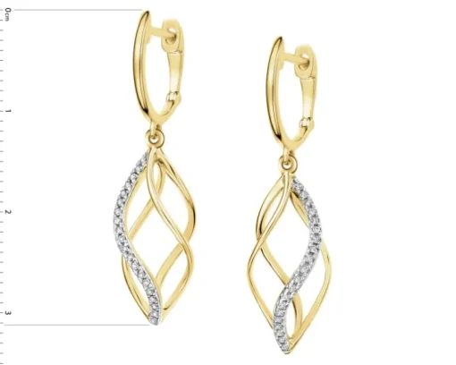 Kolczyki z żółtego złota z diamentami - 0,08 ct - próba 585