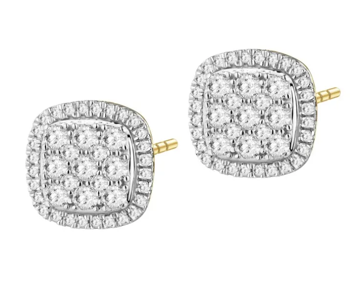 Kolczyki z żółtego złota z diamentami - 0,60 ct - próba 585