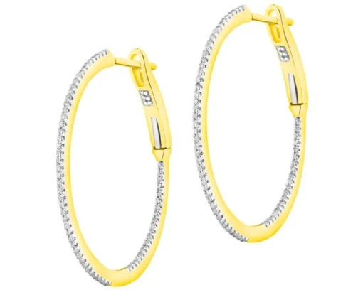 Kolczyki z żółtego złota z diamentami - koła - 0,20 ct - próba 585