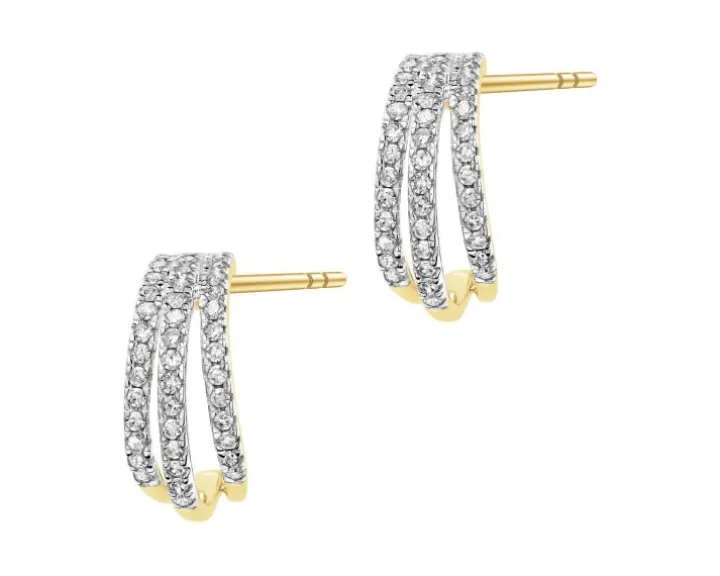 Kolczyki z żółtego złota z diamentami - 0,20 ct - próba 585