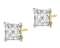 Kolczyki z żółtego złota z diamentami laboratoryjnymi - 1,06 ct - próba 585