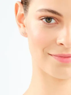 Kolczyki z żółtego złota z diamentami - serca - 0,004 ct - próba 585