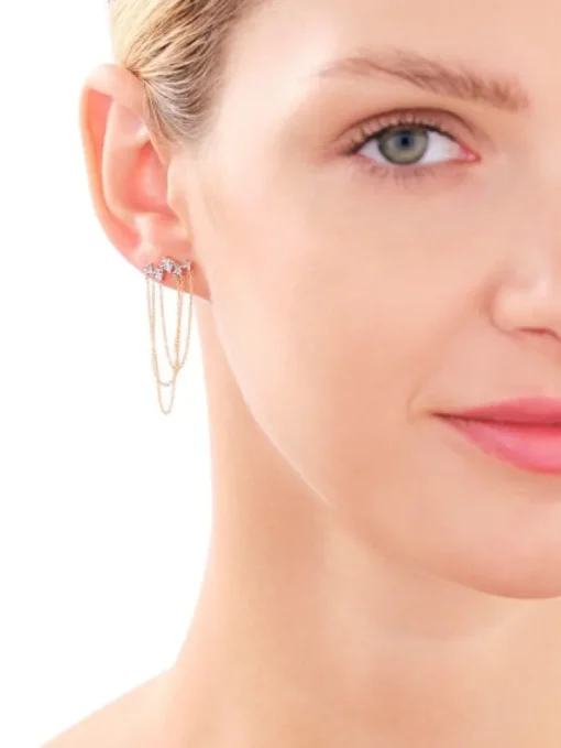 Kolczyki z żółtego złota z diamentami - 0,05 ct - próba 375
