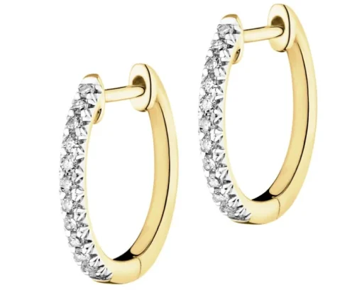 Kolczyki z żółtego złota z diamentami - koła - 0,12 ct - próba 585