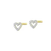 Kolczyki z żółtego złota z diamentami - serca - 0,06 ct - próba 375