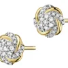 Kolczyki z żółtego złota z diamentami - 0,12 ct - próba 585