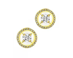 Kolczyki z żółtego złota z diamentami - koła - 0,33 ct - próba 585