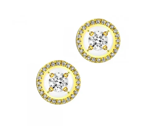 Kolczyki z żółtego złota z diamentami - koła - 0,33 ct - próba 585