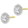 Kolczyki z żółtego złota z diamentami  - kwiaty - 0,006 ct - próba 375