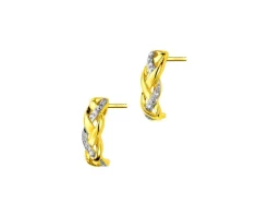 Kolczyki z żółtego złota z diamentami - 0,02 ct - próba 585