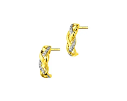 Kolczyki z żółtego złota z diamentami - 0,02 ct - próba 585
