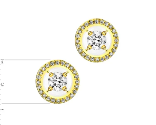 Kolczyki z żółtego złota z diamentami - koła - 0,33 ct - próba 750