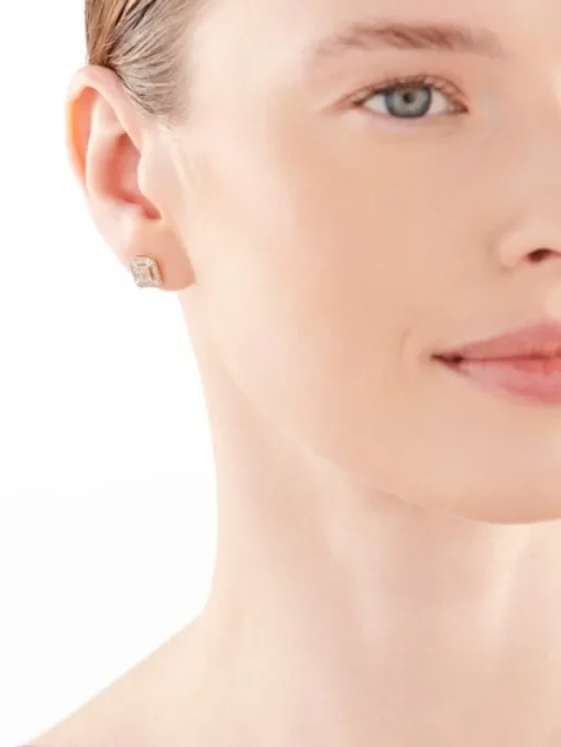 Kolczyki z żółtego złota z diamentami - 0,33 ct - próba 585
