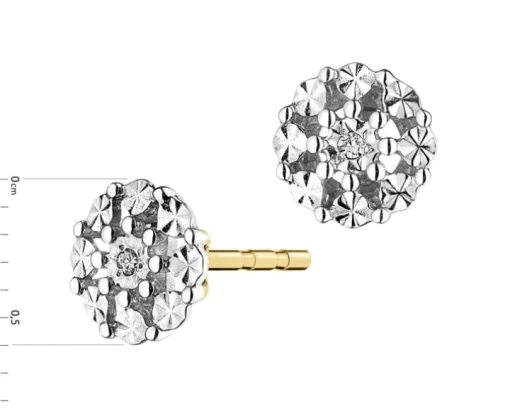 Kolczyki z żółtego złota z diamentami - 0,008 ct - próba 375