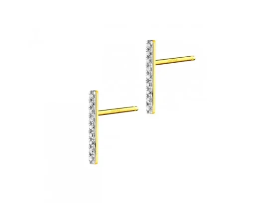 Kolczyki z żółtego złota z diamentami - 0,05 ct - próba 375