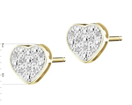 Kolczyki z żółtego złota z diamentami - 0,02 ct - próba 375
