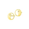 Kolczyki z żółtego złota z diamentami -  yin yang - 0,008 ct - próba 375