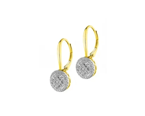 Kolczyki z żółtego złota z diamentami - 0,33 ct - próba 585