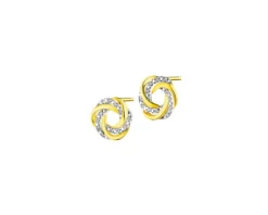 Kolczyki z żółtego złota z diamentami - 0,05 ct - próba 585