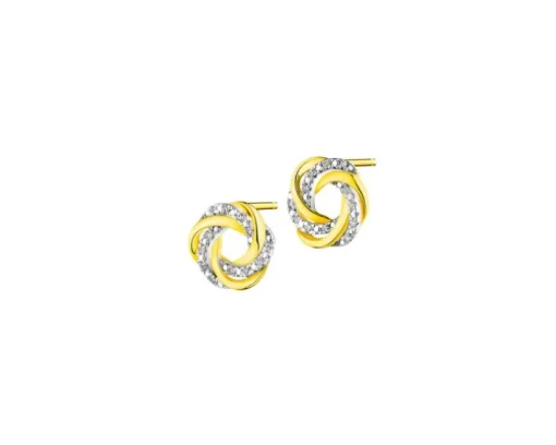 Kolczyki z żółtego złota z diamentami - 0,05 ct - próba 585