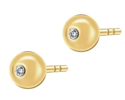 Kolczyki z żółtego złota z diamentami - 0,05 ct - próba 585