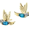 Kolczyki z żółtego złota z diamentami i topazami London Blue - kolibry - próba 585