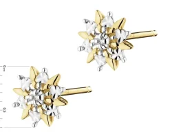 Kolczyki z żółtego złota z diamentami - 0,006 ct - próba 375