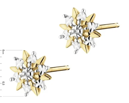 Kolczyki z żółtego złota z diamentami - 0,006 ct - próba 375