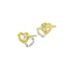 Kolczyki z żółtego złota z diamentami - serca - 0,06 ct - próba 375