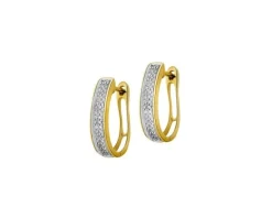 Kolczyki z żółtego złota z diamentami - koła - 0,16 ct - próba 585