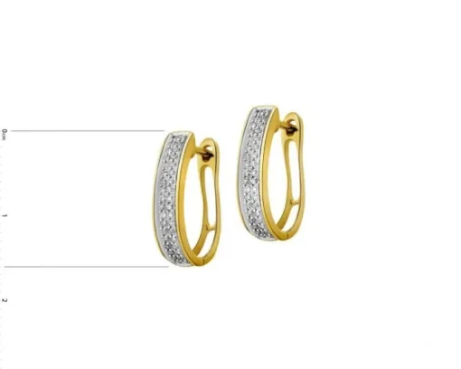 Kolczyki z żółtego złota z diamentami - koła - 0,16 ct - próba 585