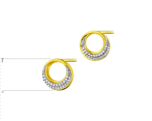 Kolczyki z żółtego złota z diamentami - koła - 0,10 ct - próba 585
