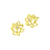 Kolczyki z żółtego złota z diamentami - kwiaty lotosu - 0,008 ct - próba 375