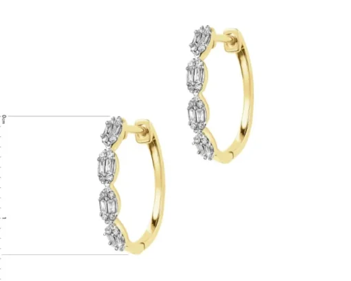 Kolczyki z żółtego złota z diamentami - 0,15 ct - próba 585