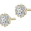 Kolczyki z żółtego  złota z diamentami - 0,04 ct - próba 375